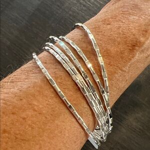Elegant Silver dainty bangle Bracelet Set 🆕